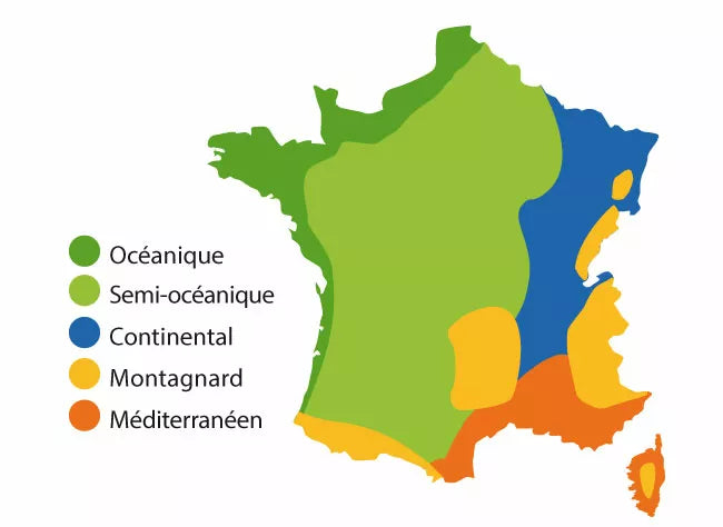 Carte de France des climats pour sélectionner son calendrier des semis